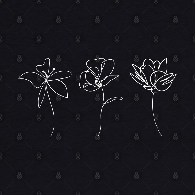 Elegant floral composition hand drawing - Delicate flowers by ZenNature